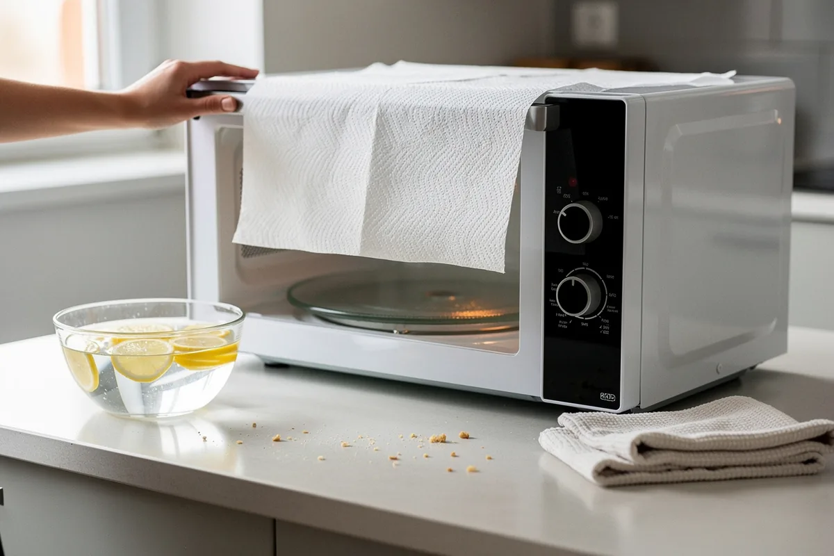 Kaip visada turėti nepriekaištingai švarų mikrobangų krosnelę: sugeriamo popieriaus triukas