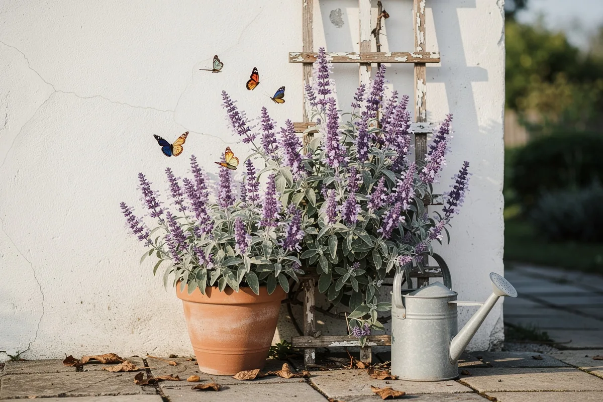 Vijoklinė salvia leucantha: spalvinga sodo puošmena visus metus, viliojanti drugelius